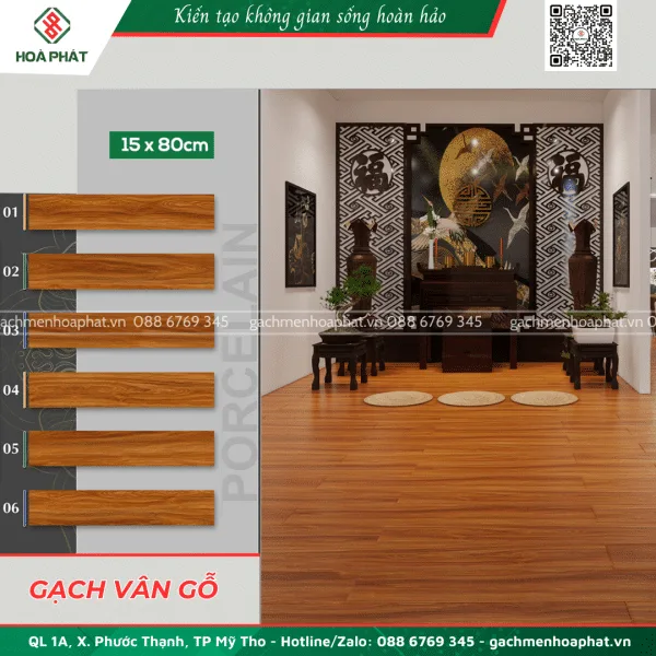 Gạch giả gỗ 15×80 HP471 6 12